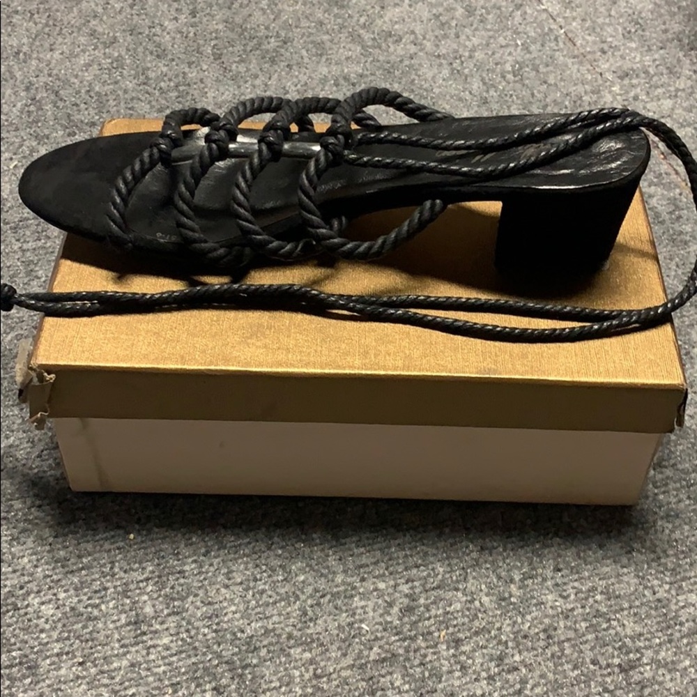 Black rope tied sandals